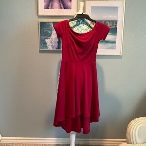 Girls Burgundy mid high low dress